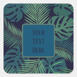 Sticker Carré feuille de palme foncé moderne tropicale contempor