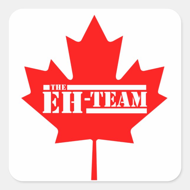 Sticker Carré Feuille d'érable de l'équipe Canada Eh (Devant)