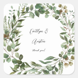 Sticker Carré Feuille et Eucalyptus Rustique
