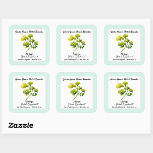 Sticker Carré Feuille Ginkgo Étiquette produit