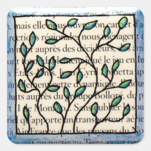 Sticker Carré Feuille sur le texte français