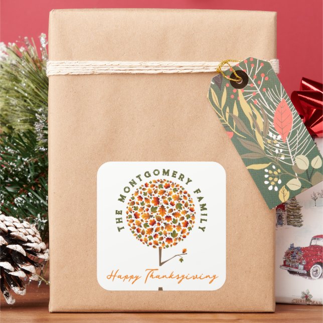 Sticker Carré Feuilles Automne Bon thanksgiving Pop Tree Automne (vacances)