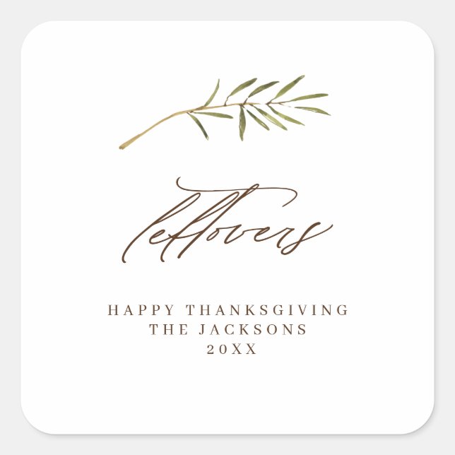 Sticker Carré Feuilles d'aquarelle Thanksgiving (Devant)