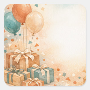 Sticker Carré Feuilles d'autocollants d'anniversaire
