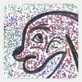 Sticker Carré Feuilles d'autocollants de chien de la Glittery