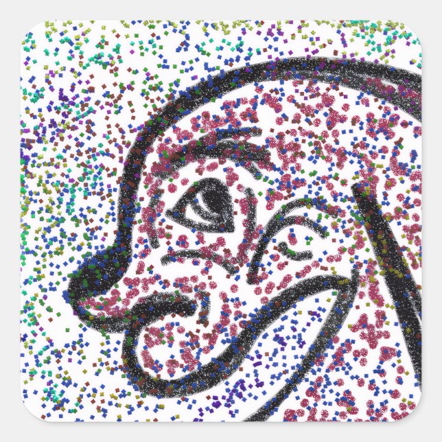 Sticker Carré Feuilles d'autocollants de chien de la Glittery (Devant)