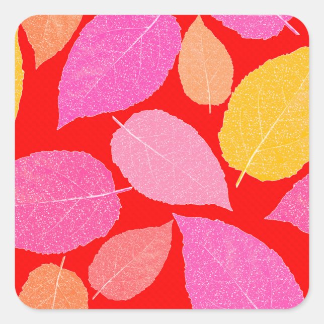 Sticker Carré Feuilles d'automne. (Devant)
