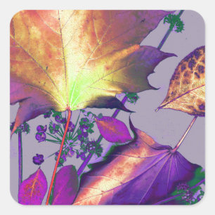 Sticker Carré Feuilles d'automne à Lilac