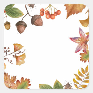 Sticker Carré Feuilles d'automne avec feuilles d'érable et de no