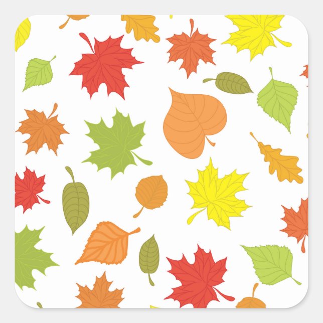 Sticker Carré Feuilles d'automne colorées (Devant)