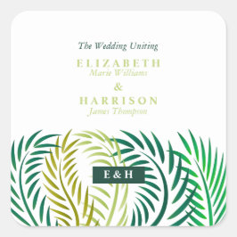 Sticker Carré Feuilles de palmiers tropicaux, Mariage de plage
