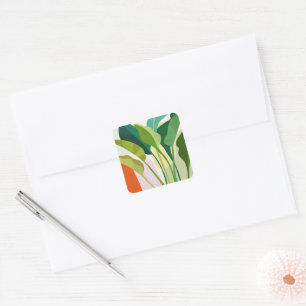Sticker Carré Feuilles tropicaux