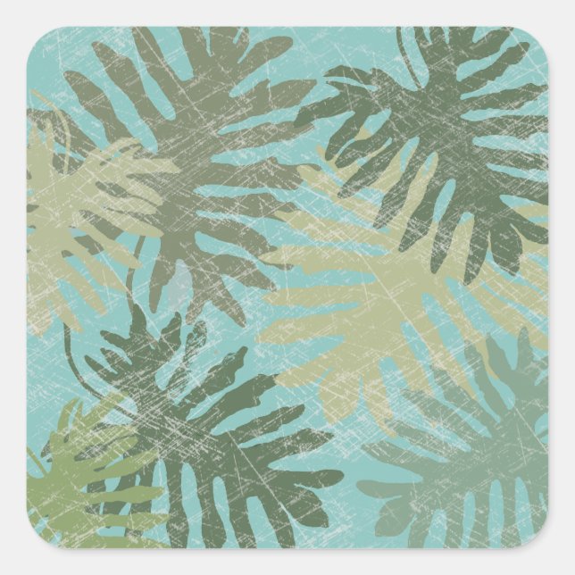 Sticker Carré Feuilles tropicaux défraîchis (Devant)