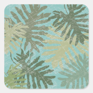 Sticker Carré Feuilles tropicaux défraîchis