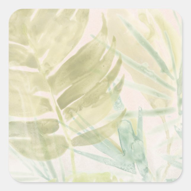 Sticker Carré Feuilles tropicaux muets (Devant)