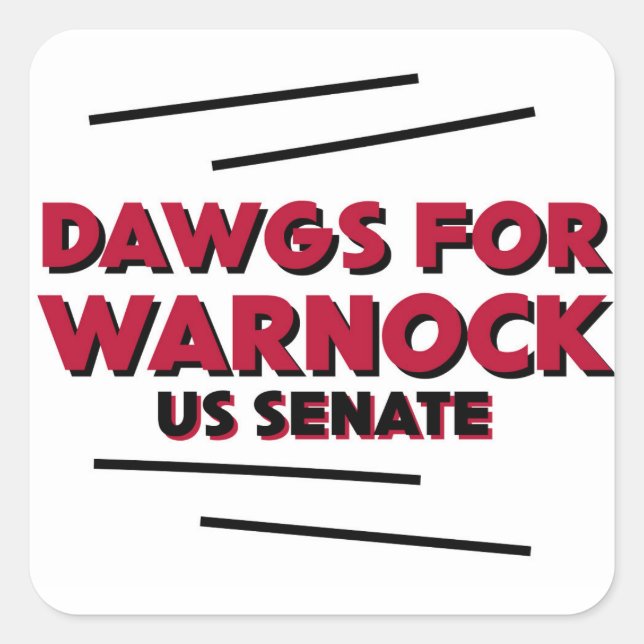 Sticker Carré Feuillet d'autocollants de Dawgs pour Warnock (Devant)