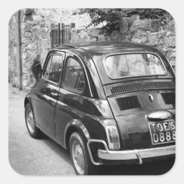 Sticker Carré FIAT 500 voiture en noir et blanc