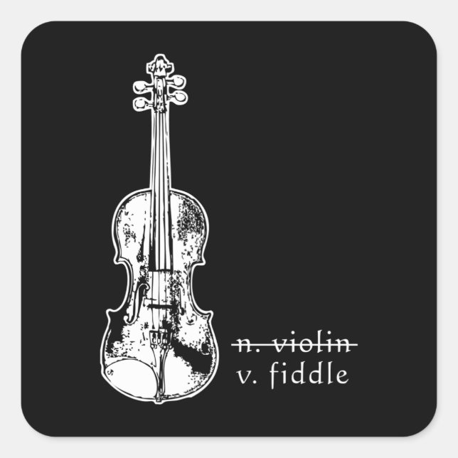Sticker Carré Fiddle Not Violin Bluegrass Country Music Don (Devant)