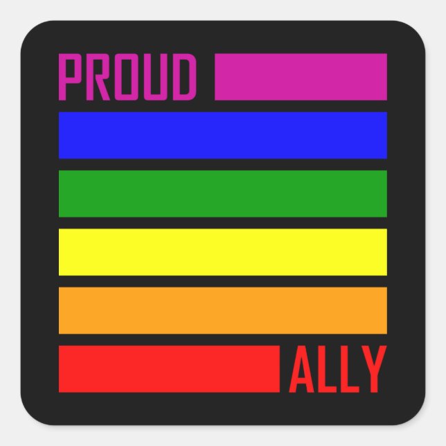 Sticker Carré FIER ALLY FLAG LGBT Pride Mois LGBTQ Rainbow (Devant)