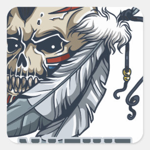 Sticker Carré Fier Amérindien