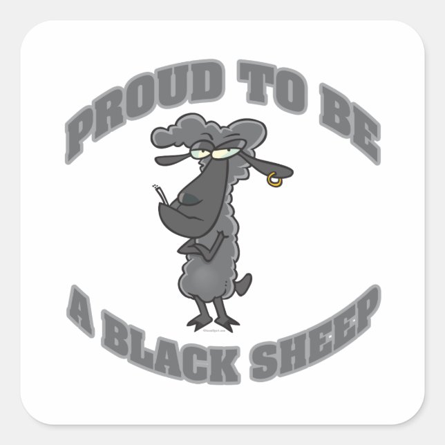 Sticker Carré fier d'être un mouton noir (Devant)