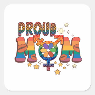 Sticker Carré Fier Maman; Arc-en-ciel; Soutien LGBTQ