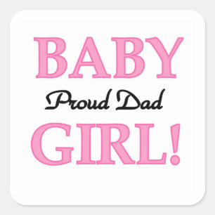 Sticker Carré Fier Papa Bébé Fille Cadeaux