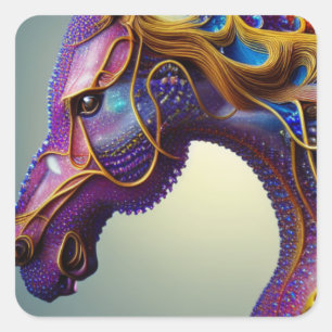 Sticker Carré Fierce Gemmes Fracturales Cheval Tête