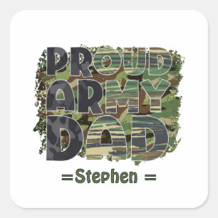 Sticker Carré Fière armée papa design de camouflage