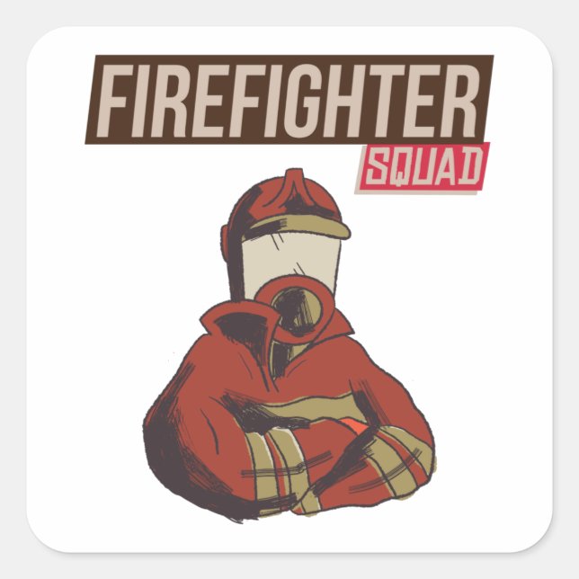 Sticker Carré Fière escouade de pompiers (Devant)