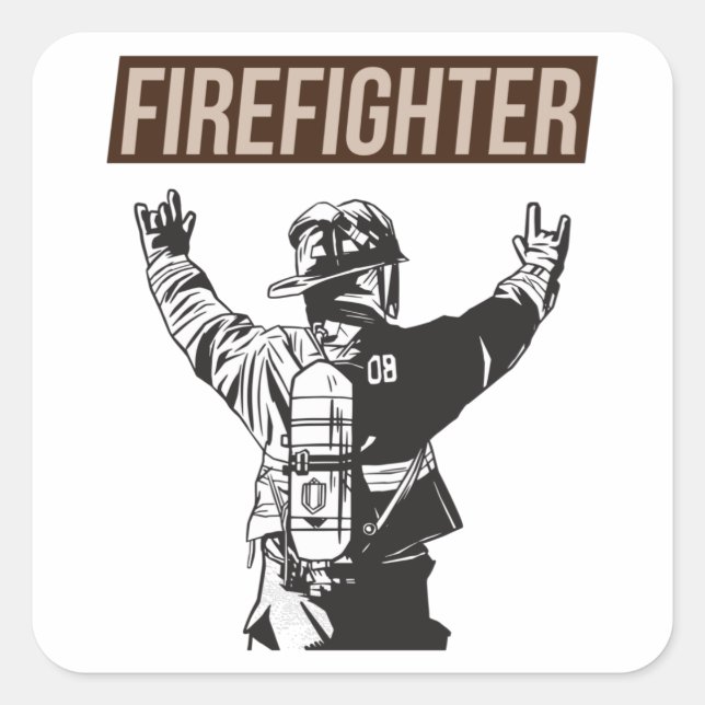 Sticker Carré Fière escouade de pompiers (Devant)