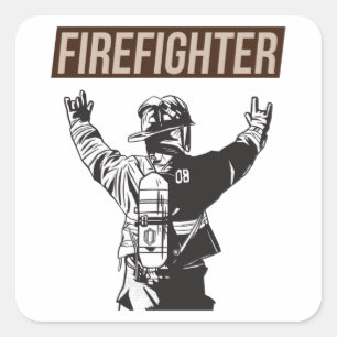 Sticker Carré Fière escouade de pompiers