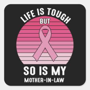 Sticker Carré Fière famille Cancer du sein guerrière Mère-en-Bel