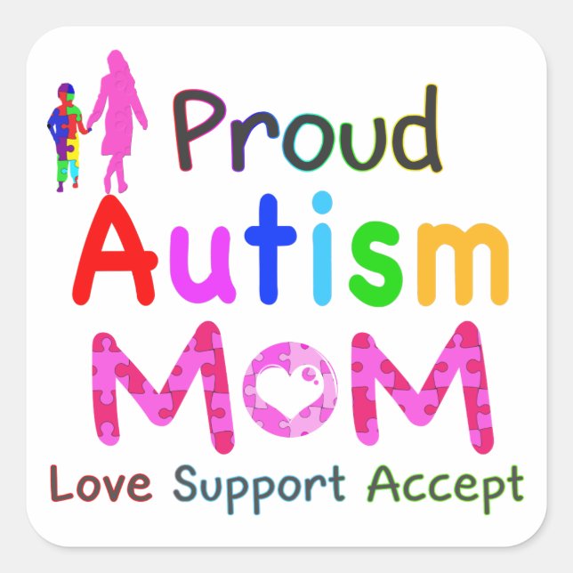 Sticker Carré Fière maman de l'autisme (Devant)