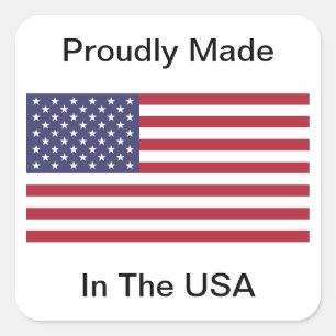 Sticker Carré Fièrement fait aux Etats-Unis