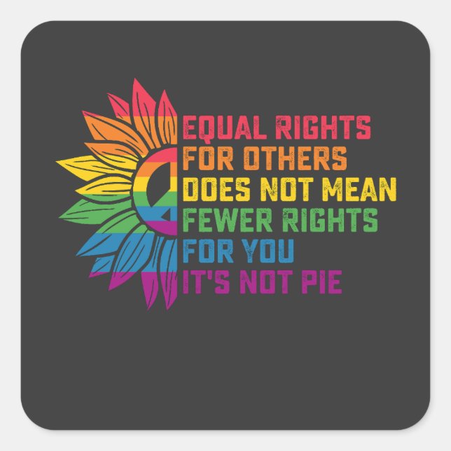 Sticker Carré Fierté LGBT Tournesol Droits Égaux Pour Les Autres (Devant)