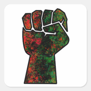 Sticker Carré fierté noire drapeau rouge vert poing panafricain