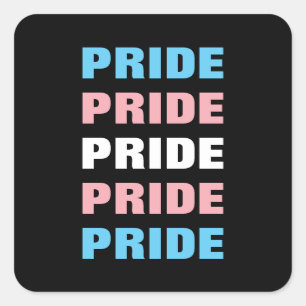 Sticker Carré Fierté transgenre LGBTQ - Texte répété personnalis