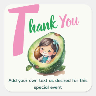 Sticker Carré Fiesta Baby Girl Douche Avocado mignonne Amusant m
