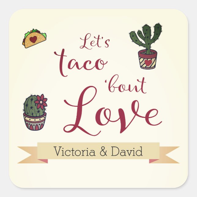 Sticker Carré Fiesta de Thème Taco 'bout Love pour une Mariée  (Devant)