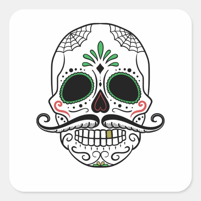 Sticker Carré Fiesta d'Halloween mexicaine Dia De Los Muertos (Devant)