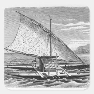 Sticker Carré Fijian canoë double de l'histoire de