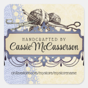 Sticker Carré Fil chic minable d'aiguilles de tricot de lustre