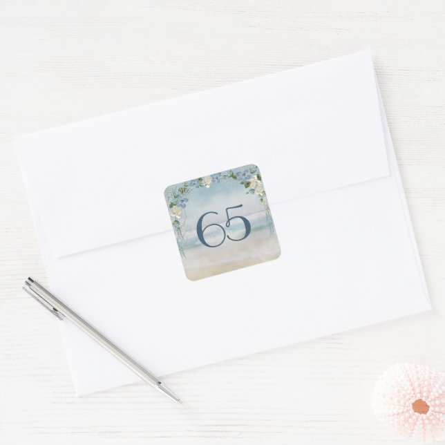 Sticker Carré Filet et Arche Marin pour le 65e Anniversaire (Enveloppe)