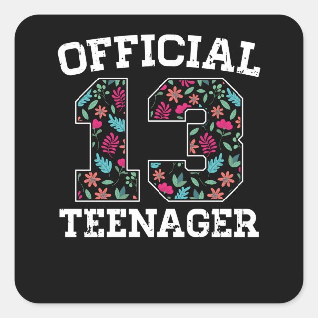 Sticker Carré Fille 13e anniversaire Adolescent officiel (Devant)