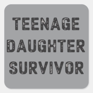Sticker Carré Fille adolescente survivante humour drôle pour la 