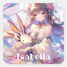 Fille Anime personnalisée et Axolotl