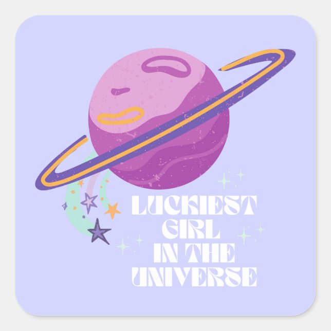 Sticker Carré Fille chanceuse, Fille chanceuse, Lucky, Affirmati (Devant)