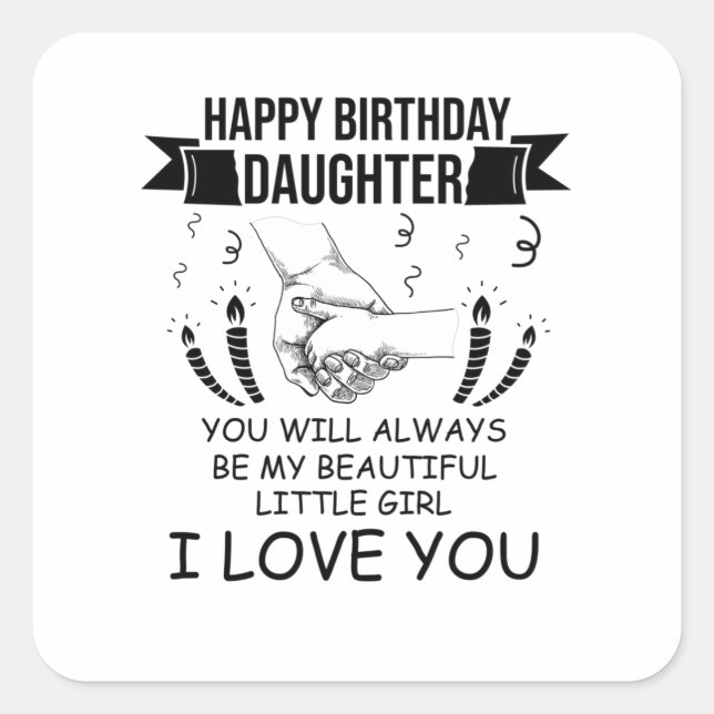 Sticker Carré Fille d'anniversaire (Devant)