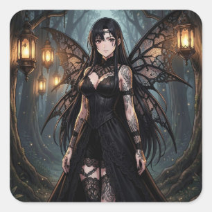 Sticker Carré Fille de Fée d'Anime Gothique Vierge